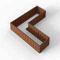 Bloembak Module+ L-vorm 90x270x270x42 cm Corten