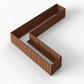 Bloembak Module+ L-vorm 90x450x360x56 cm Corten
