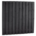 Naaldhout geschaafd plankenscherm 21-planks 15 mm, 180x180 cm, recht, geïmpregneerd en zwart gedompeld