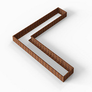 Bloembak Module+ L-vorm 90x450x450x28 cm Corten