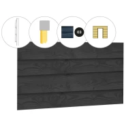 Wand B zweeds rabat enkelzijdig t.b.v. enkele deur 228,5 x 232 cm, zwart geïmpregneerd.