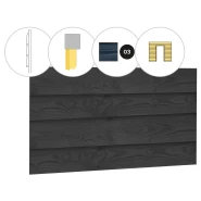 Wand C zweeds rabat enkelzijdig t.b.v. enkele deur 278,5 x 232 cm, zwart geïmpregneerd.