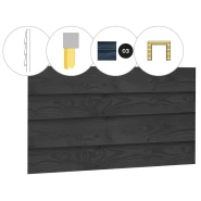 Wand E zweeds rabat enkelzijdig t.b.v. dubbele deur 371,0 x 232 cm, zwart geïmpregneerd.