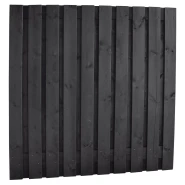 Naaldhout geschaafd plankenscherm 21-planks 15 mm, 180x180 cm, recht, geïmpregneerd en zwart gespoten