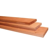 Douglas geschaafd dekdeel, 1 zijde grof, 1 zijde fijn profiel, 2.4x13.8x400 cm, kleurloos geïmpregneerd