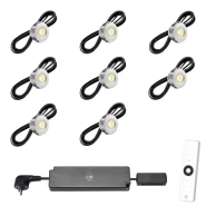 Set spots aluminium, 8 stuks Inclusief trafo, afstandsbediening en kabel van 5 meter