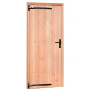 Douglas enkele deur met zwart beslag inclusief kozijn. linksdraaiend. 90x201 cm kleurloos geïmpregneerd