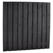 Naaldhout geschaafd plankenscherm 21-planks 15 mm, 180x90 cm, recht, geïmpregneerd en zwart gespoten.