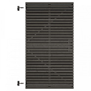 Grenen geschaafd latten deur op verstelbaar frame, horizontaal, 178x99x5 cm, zwart gespoten.