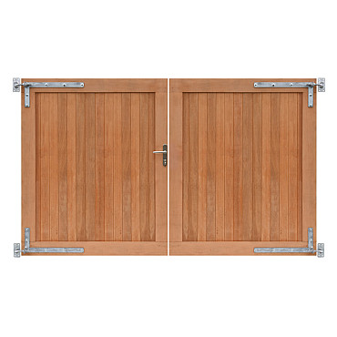 Hardhouten dubbele toegangspoort, verticaal, 300x180 cm incl beslag