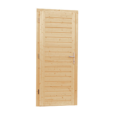 Vuren enkele dichte opdekdeur met 5-puntssluiting, linksdraaiend, 90x201 cm, onbehandeld
