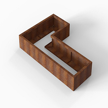 Bloembak Module+ L-vorm 60x120x180x28 cm Corten