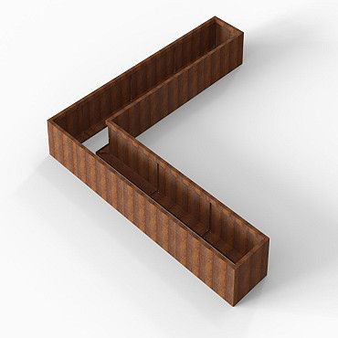 Bloembak Module+ L-vorm 60x330x330x42 cm Corten