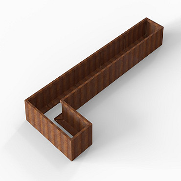 Bloembak Module+ L-vorm 60x420x150x42 cm Corten