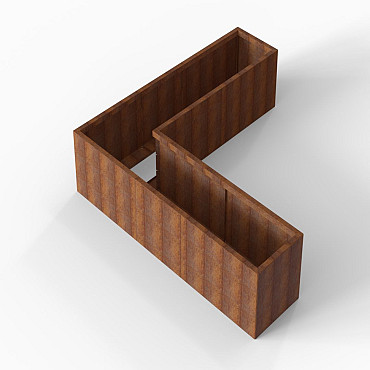 Bloembak Module+ L-vorm 60x240x240x56 cm Corten