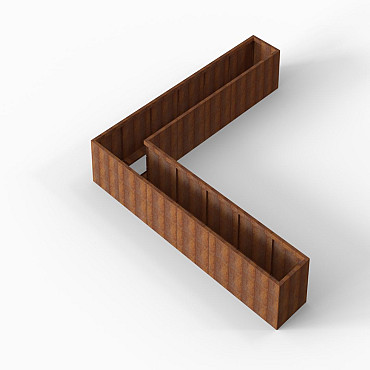Bloembak Module+ L-vorm 60x360x360x56 cm Corten