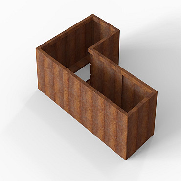 Bloembak Module+ L-vorm 60x120x180x56 cm Corten