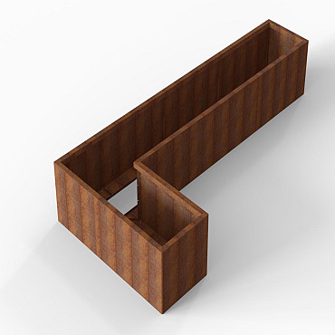 Bloembak Module+ L-vorm 60x330x150x56 cm Corten