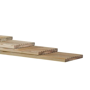 Grenen enkelzijdig geprofileerd dekdeel, 2.8x14.5x500 cm, groen geïmpregneerd