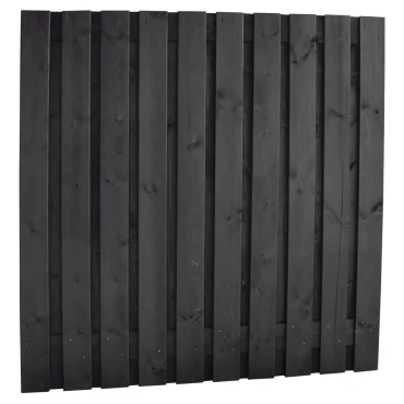 Naaldhout geschaafd plankenscherm 21-planks 15 mm, 180x180 cm, recht, geïmpregneerd en zwart gespoten