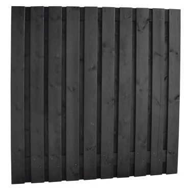 Naaldhout geschaafd plankenscherm 21-planks 15 mm, 180x180 cm, recht, geïmpregneerd en zwart gedompeld