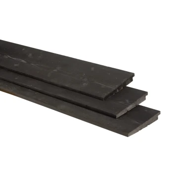 Vuren Zweeds rabat 1 zijde geschaafd, 1 zijde fijnbezaagd 1.1-2.7x19.5x300 cm, zwart gedompeld