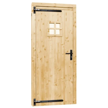 Vuren enkele 1-ruits deur inclusief kozijn, linksdraaiend, 90x201 cm, onbehandeld