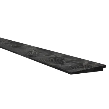 Vuren Zweeds rabat 1 zijde geschaafd. 1 zijde fijnbezaagd. 1.1-2.7x19.5x300 cm zwart gespoten