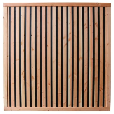 Douglas geschaafd rhombus plankenscherm met zwarte binnenkant, 180x180 cm, zwart/onbehandeld.