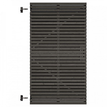Grenen geschaafd latten deur op verstelbaar frame, horizontaal, 178x99x5 cm, zwart gespoten.