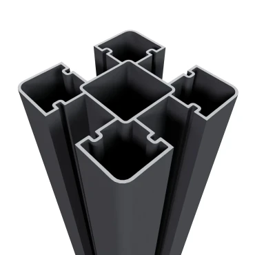 Aluminium sleufpaal met paalkap 8x8x270 cm zwart.