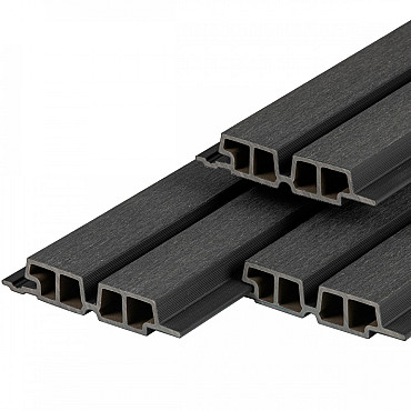 PuraTech 55 composiet dubbel profiel 3,3 x 17,0 x 390 cm, ebony black, fijne houtnerf
