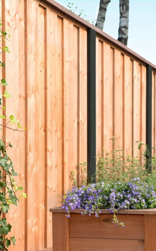 Beto-dichtplankscherm van fijnbezaagde douglas planken 180x180 cm