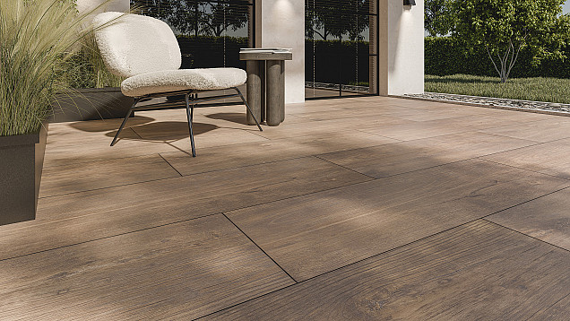 Keramische tegel Woodlook Ronco Dark 40x120x3 cm