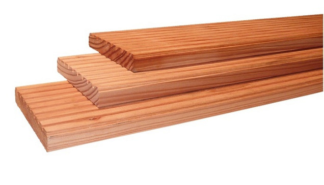 Douglas geschaafd dekdeel, 1 zijde grof, 1 zijde fijn profiel, 2.4x13.8x300 cm, groen geïmpregneerd
