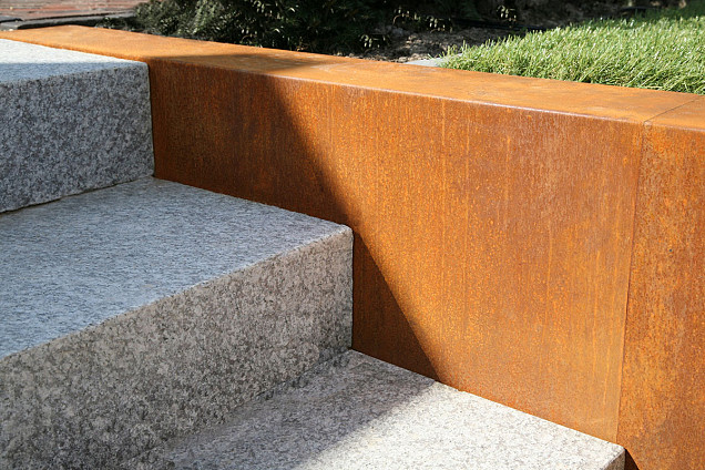 Overzetstuk muurelement recht 150x45x15.8 cm corten