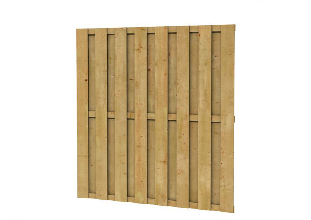 Grenen geschaafd plankenscherm 18-planks 15 mm, 179x179 cm, recht, groen geïmpregneerd