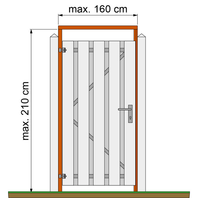 Tuindeurkozijn hardhout met aanslaglat, max 160 cm breed