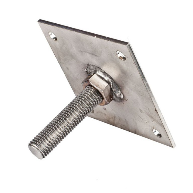 Betonpoer hoogteverstelling M16 RVS plaat met draadstang