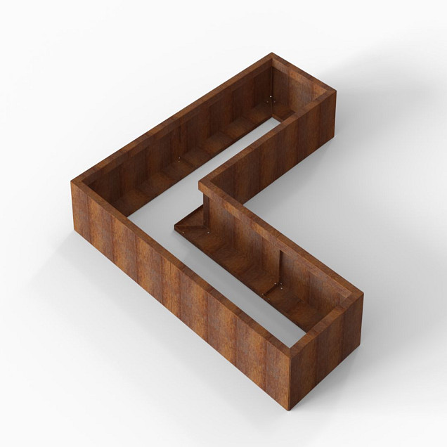 Bloembak Module+ L-vorm 60x180x180x28 cm Corten