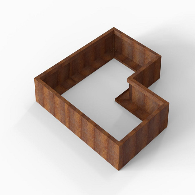 Bloembak Module+ L-vorm 90x150x150x28 cm Corten