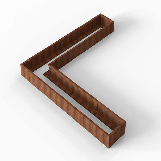 Bloembak Module+ L-vorm 60x330x330x28 cm Corten