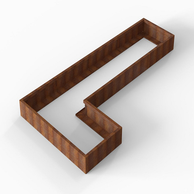 Bloembak Module+ L-vorm 90x360x180x28 cm Corten