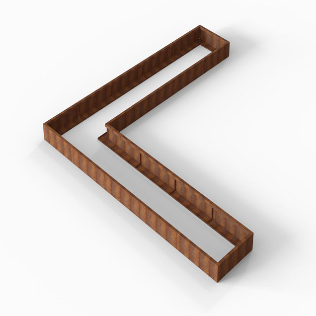 Bloembak Module+ L-vorm 90x450x450x28 cm Corten