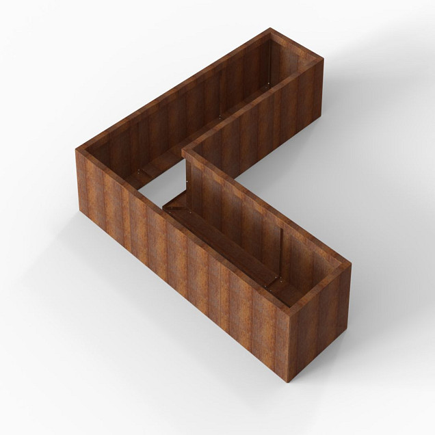 Bloembak Module+ L-vorm 60x210x210x42 cm Corten