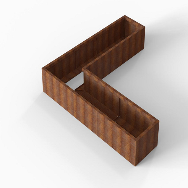 Bloembak Module+ L-vorm 60x240x240x42 cm Corten