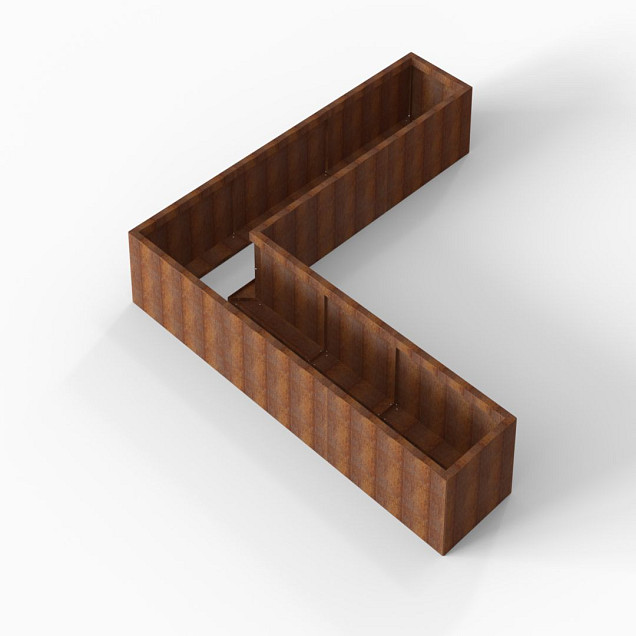 Bloembak Module+ L-vorm 60x270x270x42 cm Corten