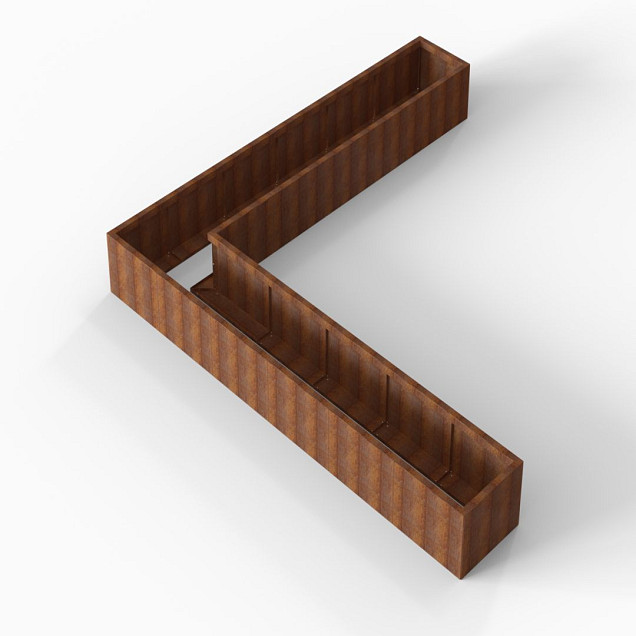 Bloembak Module+ L-vorm 60x360x360x42 cm Corten
