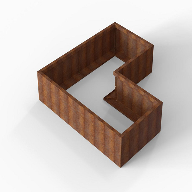 Bloembak Module+ L-vorm 90x180x180x42 cm Corten