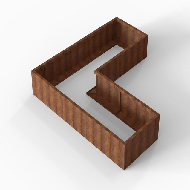 Bloembak Module+ L-vorm 90x240x240x42 cm Corten